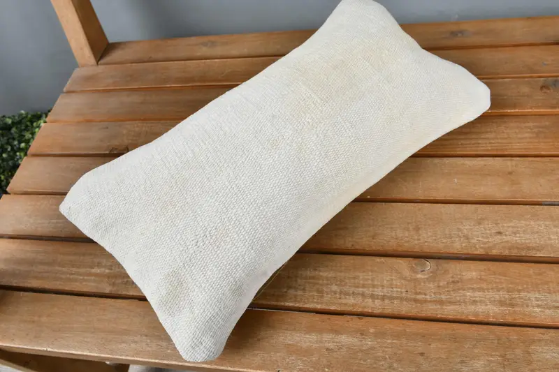 Turkish Pillow, Turkish Kilim Pillow, Vintage Pillow, Seat Pillow Case, Farmhouse Pillow Case, Rustic Pillow, 8x16 White Cushion Cover, Pillow Sham - 2