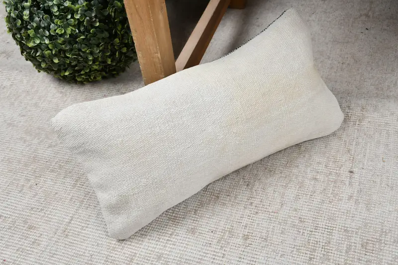 Turkish Pillow, Turkish Kilim Pillow, Vintage Pillow, Seat Pillow Case, Farmhouse Pillow Case, Rustic Pillow, 8x16 White Cushion Cover, Pillow Sham - 7