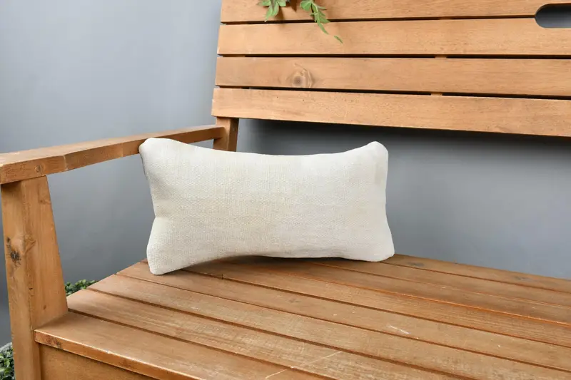 Turkish Pillow, Turkish Kilim Pillow, Vintage Pillow, Seat Pillow Case, Farmhouse Pillow Case, Rustic Pillow, 8x16 White Cushion Cover, Pillow Sham - 1
