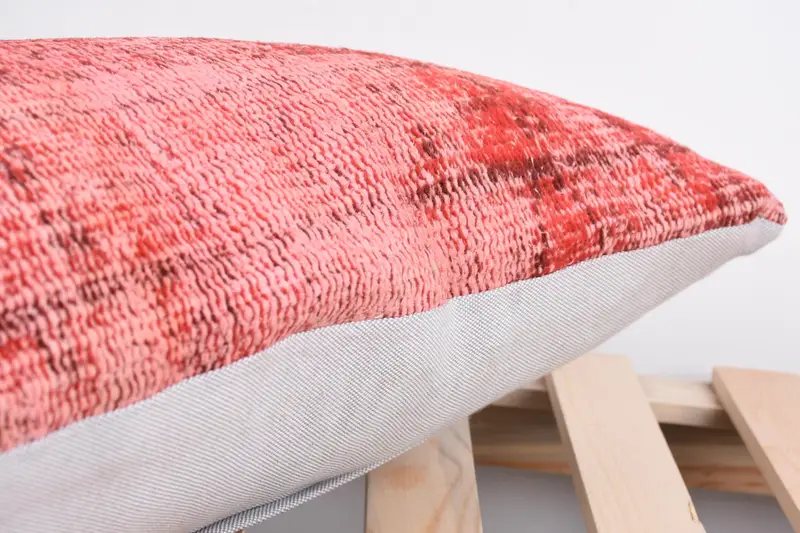 Kilim Pillow, Square Throw Cushion Cover, Cushion Cover, Vintage Kilim Pillow, 12x24 Red Cushion Case, Turkish Pillow, Lounge Throw Pillow Sham - 7