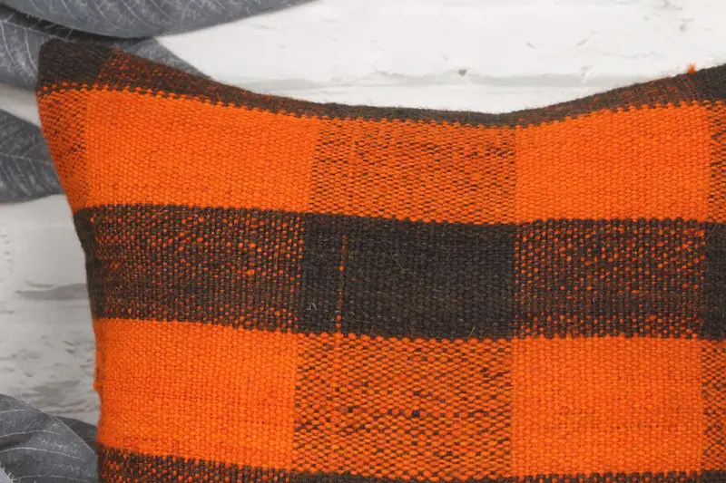 Kilim Pillow, Wool Kilim Pillow Cushion Case, Boho Pillow, Christmas Pillow Sham, Kilim Cushion Sham, 14x14 Orange Cushion Cover, Cushion Cover - 2