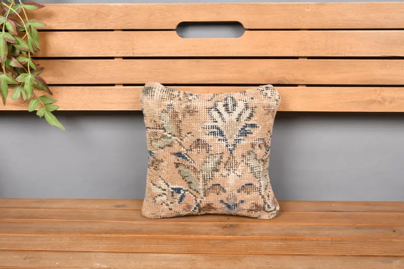 Decorative Cushion Case, Cushion, Ethnical Kilim Rug Pillow, Pillow for Couch, Antique Pillows, 12x12 Orange Pillow, Armchair Pillow - 6