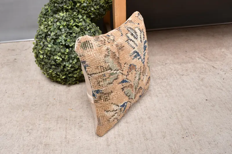 Decorative Cushion Case, Cushion, Ethnical Kilim Rug Pillow, Pillow for Couch, Antique Pillows, 12x12 Orange Pillow, Armchair Pillow - 7
