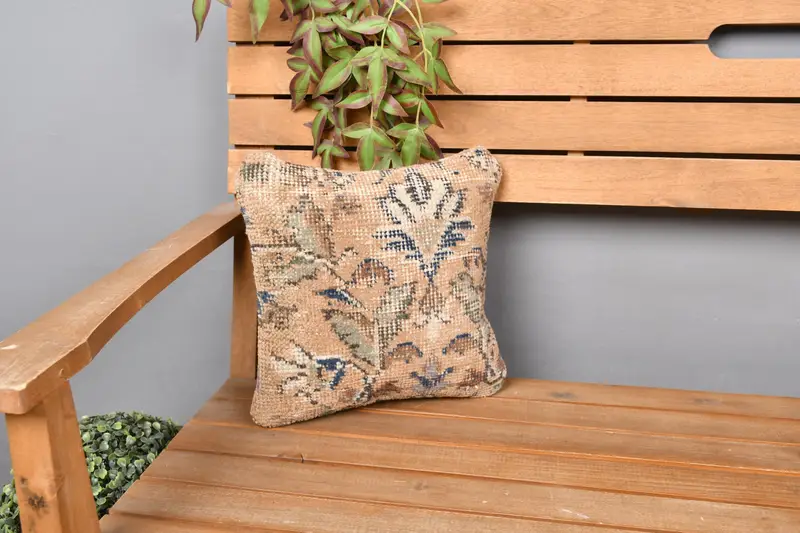 Decorative Cushion Case, Cushion, Ethnical Kilim Rug Pillow, Pillow for Couch, Antique Pillows, 12x12 Orange Pillow, Armchair Pillow - 1