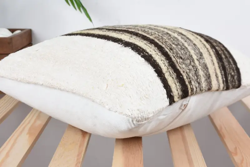 Toss Cushion Case, Pillow Sham, Pillow for Couch, 16x16 White Cushion, Boho Pillow Sham Cover, Antique Pillows, Handwoven Pillow - 6