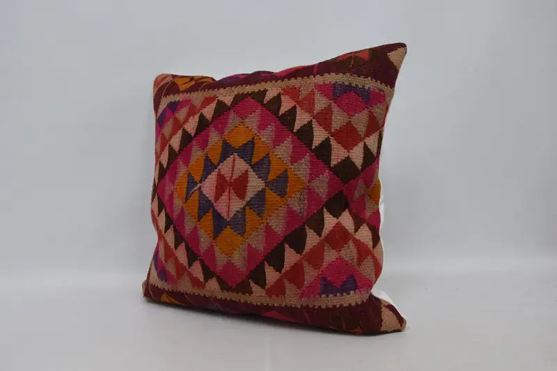 Handmade Throw Cushion Cover, Turkish Kilim Pillow, Pattern Throw Pillow, Kilim Pillow, Cushion Case, 28x28 Pink Pillow Sham, Turkish Pillow - 4