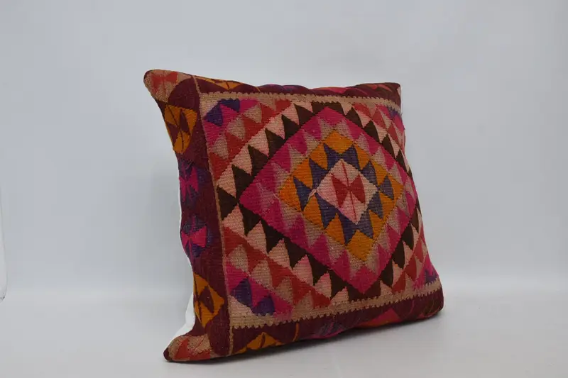 Handmade Throw Cushion Cover, Turkish Kilim Pillow, Pattern Throw Pillow, Kilim Pillow, Cushion Case, 28x28 Pink Pillow Sham, Turkish Pillow - 3