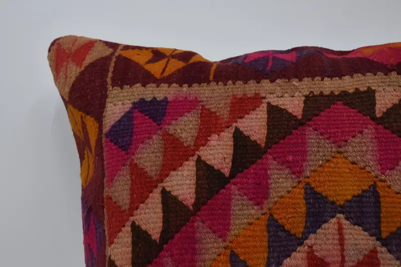 Handmade Throw Cushion Cover, Turkish Kilim Pillow, Pattern Throw Pillow, Kilim Pillow, Cushion Case, 28x28 Pink Pillow Sham, Turkish Pillow - 2