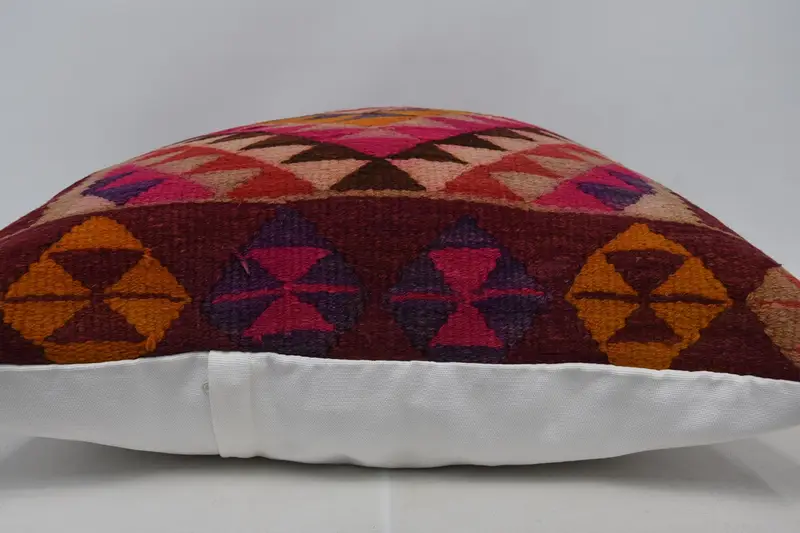 Handmade Throw Cushion Cover, Turkish Kilim Pillow, Pattern Throw Pillow, Kilim Pillow, Cushion Case, 28x28 Pink Pillow Sham, Turkish Pillow - 5