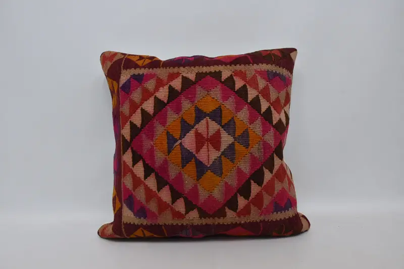 Handmade Throw Cushion Cover, Turkish Kilim Pillow, Pattern Throw Pillow, Kilim Pillow, Cushion Case, 28x28 Pink Pillow Sham, Turkish Pillow - 1