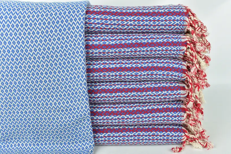 パーソナライズされたトルコビーチタオル ブルーダイヤモンド刺繍、40x71インチ