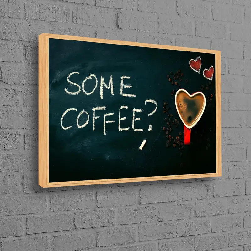 Zarif Kahve Dükkanı Kalp Kanvas Tablo Tablo - Sanatsal Aşk