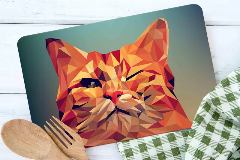 キッチン用の抽象的な猫デザインのモダンなガラスまな板