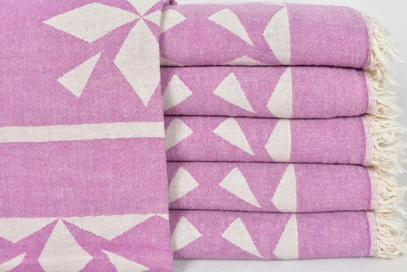Gift For Bride, Handwoven Turkish Towel, Wedding Gifts Towel, Wedding Favors, 68x36 Cotton Compass Rose Design Towel, Lightweight Turkish towel - 1