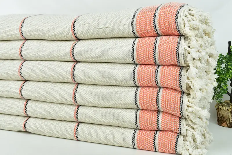 104x96 Cotton Striped Towel, Best Wedding Gift, Woven Throw Blanket, Custom Blanket, Throw Blanket, Maid Of Honor Gift, Turkish Towel Beach Blanket - 3