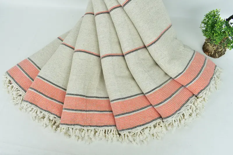 104x96 Cotton Striped Towel, Best Wedding Gift, Woven Throw Blanket, Custom Blanket, Throw Blanket, Maid Of Honor Gift, Turkish Towel Beach Blanket - 4