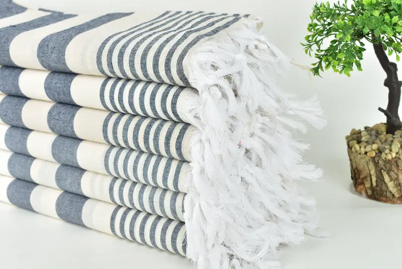 Soft and absorbent Turkish towel, Bachelorette Party Gifts, Large Turkish Towel, Thin towel, Bridal Shower Favor, 68x36 Cotton Striped Towel - 3