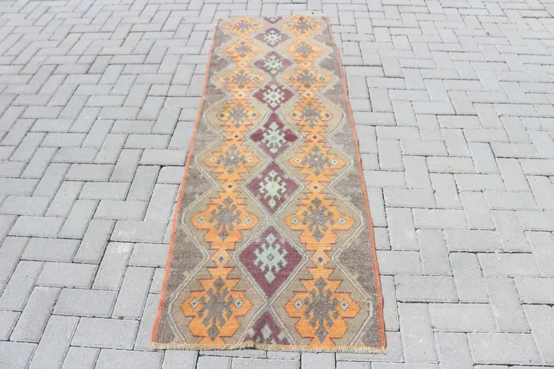 Türkischer Vintage-Läuferteppich, 6,9 x 2,1 m, orangebrauner Orientteppich - 1