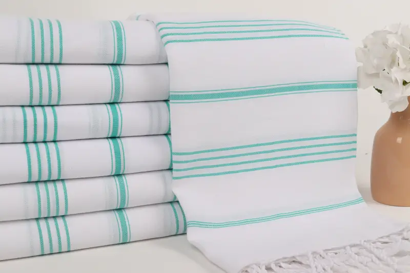 Holiday Towel, Best Friend Christmas Gift, Soft and absorbent Turkish towel, Thin towel, Fouta towel, Beach Towel Bulk, 70x40 Cotton Striped Towel - 2