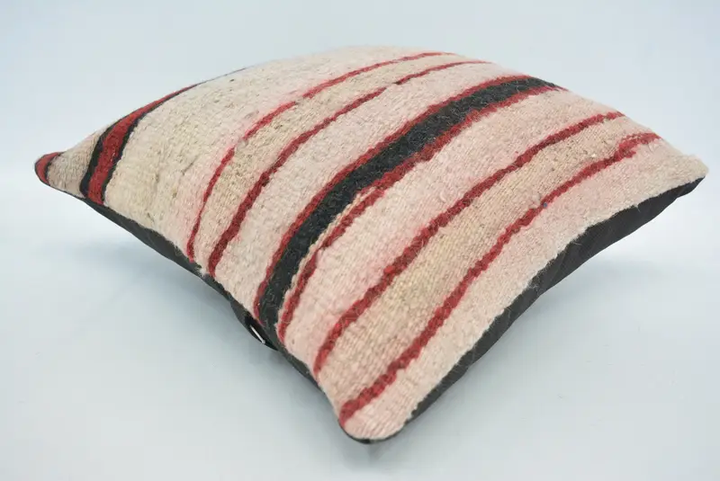 Pillow Cover, Indoor Cushion, Vintage Kilim Throw Pillow, 16x16 Beige Cushion Cover, Throw Kilim Pillow, Antique Pillows, Outdoor Bolster Cushion - 6