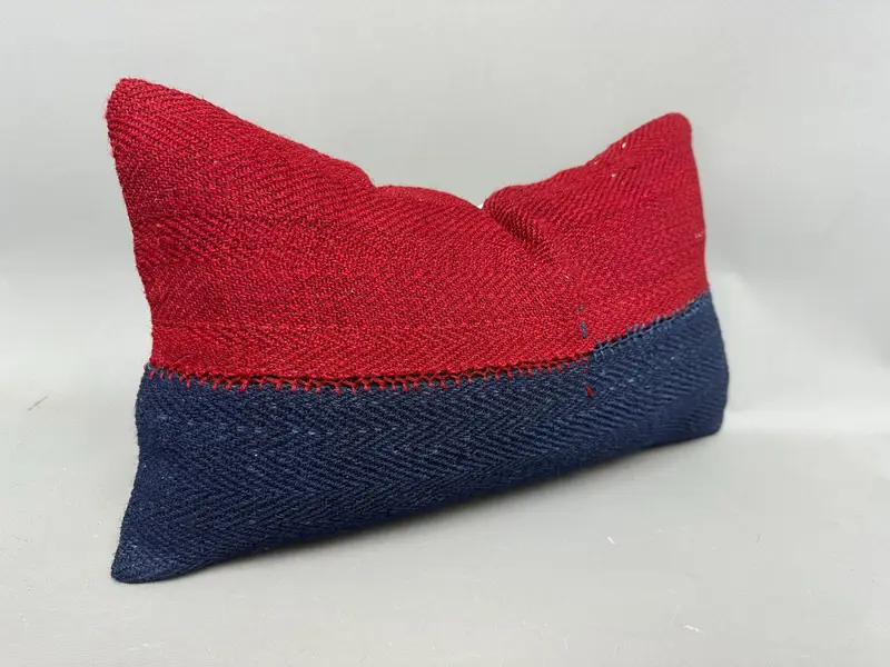 Cushion Case, Vintage Pillow, 12x20 Red Pillow Case, Handmade Kilim Cushion, Boho Pillow, Boho Throw Pillow Case, Aztec Pillow - 2