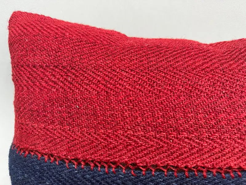 Cushion Case, Vintage Pillow, 12x20 Red Pillow Case, Handmade Kilim Cushion, Boho Pillow, Boho Throw Pillow Case, Aztec Pillow - 5