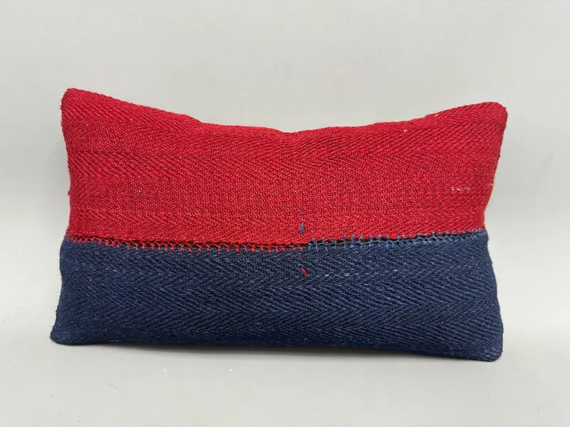 Cushion Case, Vintage Pillow, 12x20 Red Pillow Case, Handmade Kilim Cushion, Boho Pillow, Boho Throw Pillow Case, Aztec Pillow - 4
