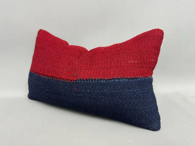 Cushion Case, Vintage Pillow, 12x20 Red Pillow Case, Handmade Kilim Cushion, Boho Pillow, Boho Throw Pillow Case, Aztec Pillow - 3