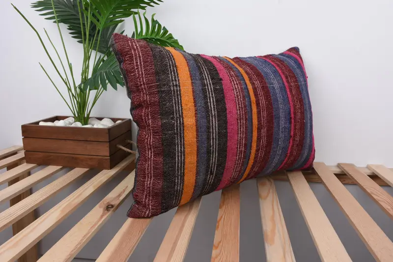 Vintage Kilim Pillow, Pillow Sham, Lounge Throw Cushion Cover, Handmade Kilim Cushion, 16x24 Blue Pillow Case, Boho Pillow, Custom Pillow Case - 4