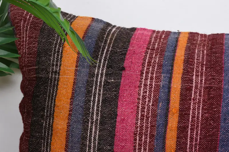 Vintage Kilim Pillow, Pillow Sham, Lounge Throw Cushion Cover, Handmade Kilim Cushion, 16x24 Blue Pillow Case, Boho Pillow, Custom Pillow Case - 2