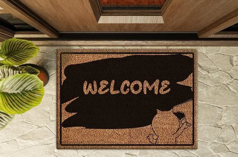 エレガントなプリントラグ：甘くてトレンディなウェルカムドアマットデザイン