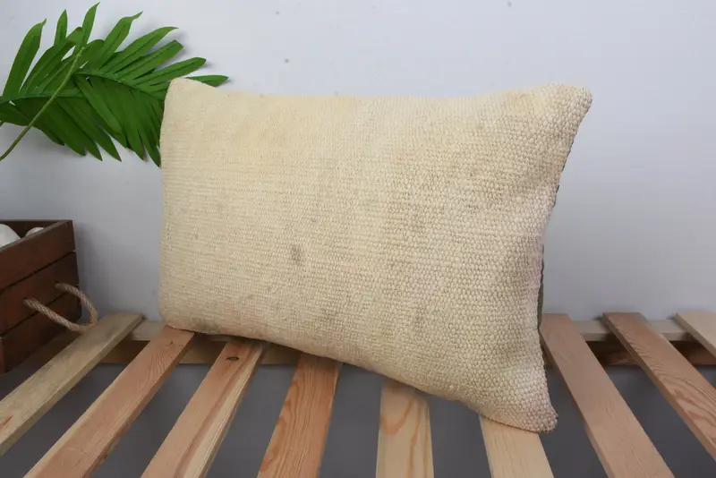 Pillow Cover, 12x20 Beige Cushion, Pillow for Couch, Natural Cushion, Colorful Cushion Case, Bolster Pillow, Gift Pillow, Turkish Kilim Pillow - 5