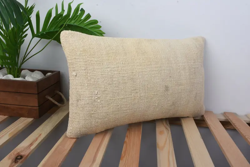 Pillow Cover, 12x20 Beige Cushion, Pillow for Couch, Natural Cushion, Colorful Cushion Case, Bolster Pillow, Gift Pillow, Turkish Kilim Pillow - 4
