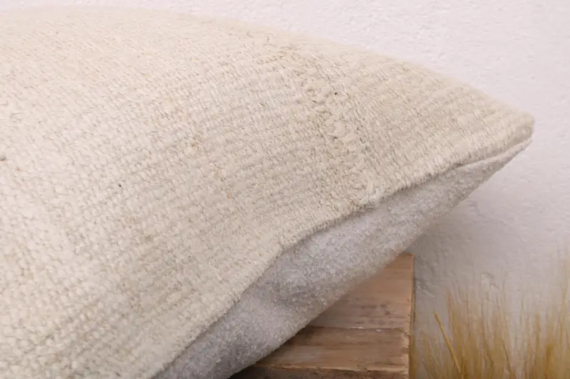 Handwoven Cushion Cover, Bed Cushion Case, 18x18 White Pillow, Pillow Case, Kilim Cushion Sham, Antique Pillows, Boho Pillow - 6