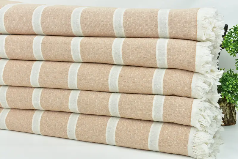 Personalized Blanket, Custom Shower Curtain, Throw Blanket Couch, Merry Christmas Gifts, Beach Wedding Favor, 96x84 Cotton Striped Towel, Bedspread - 3