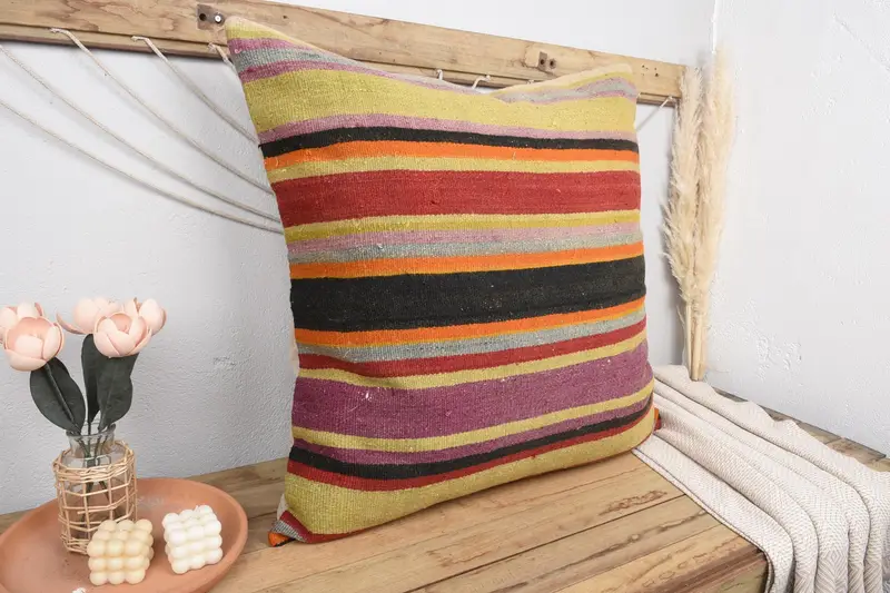 Vintage Throw Pillow Case, Pillow, Throw Kilim Pillow, Turkish Pillow, 32x32 Red Pillow Case, Interior Designer Pillow, Vintage Pillow - 1