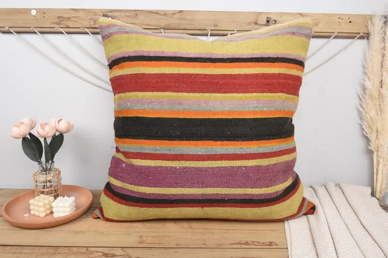 Vintage Throw Pillow Case, Pillow, Throw Kilim Pillow, Turkish Pillow, 32x32 Red Pillow Case, Interior Designer Pillow, Vintage Pillow - 2