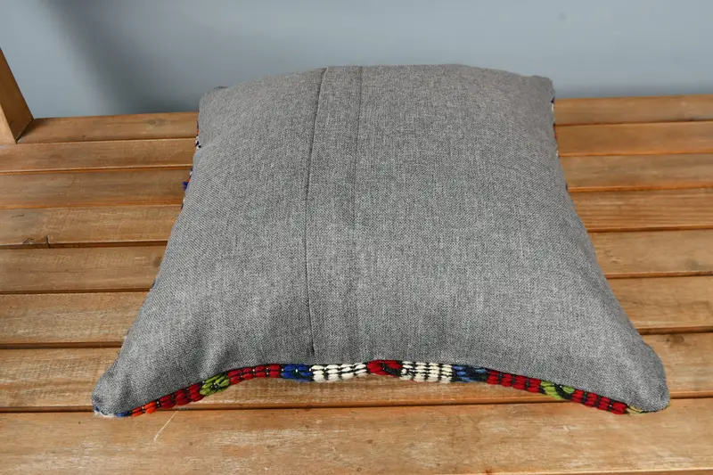 Cushion Case, Kilim Pillow Cover, Armchair Pillow Cover, Ethnical Kilim Rug Pillow, Toss Cushion, Boho Pillow Sham Cover, 16x16 Red Cushion Cover - 5