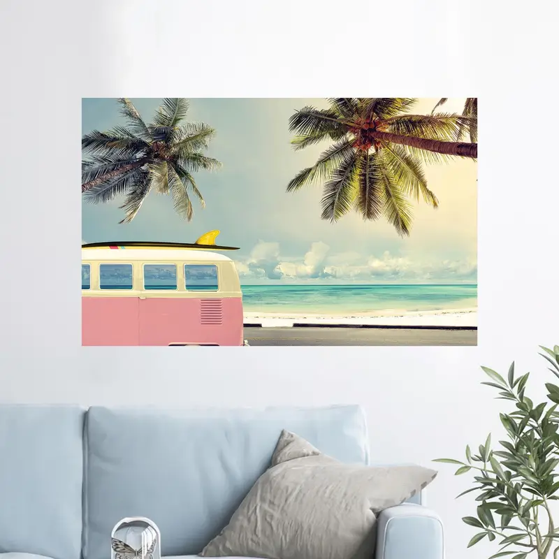 Yaz Heyecanı için Zarif Tropikal Hindistan Cevizi Ağacı Baskılı Cam