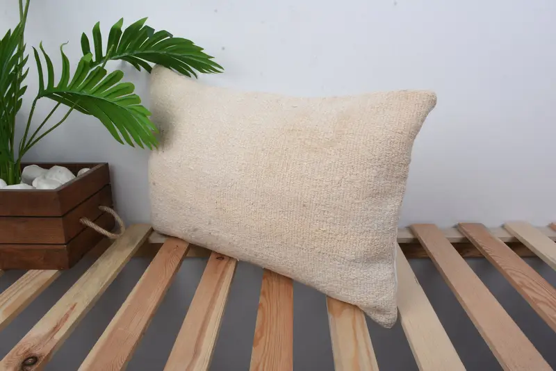 Kilim Pillow, Decorative Throw Cushion, Cushion, Antique Pillows, Ethnical Kilim Rug Pillow, Kilim Rug Cushion, 12x20 Beige Cushion Case - 5