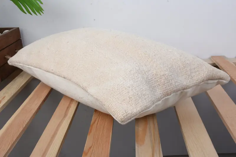 Kilim Pillow, Decorative Throw Cushion, Cushion, Antique Pillows, Ethnical Kilim Rug Pillow, Kilim Rug Cushion, 12x20 Beige Cushion Case - 6