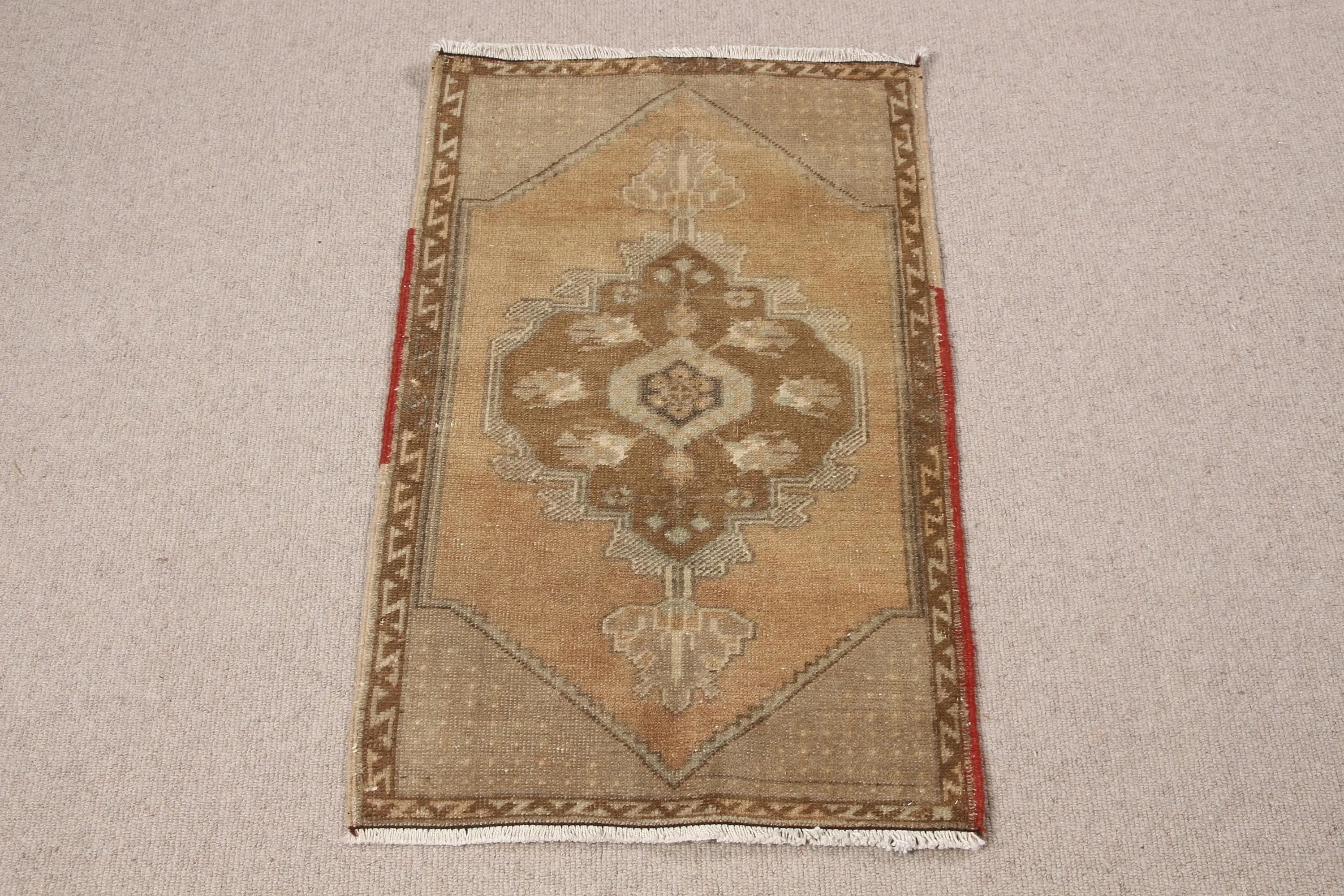 1.7x2.6 ft Turkish Vintage Rug, Small Rug, Brown Wool Rug - 1