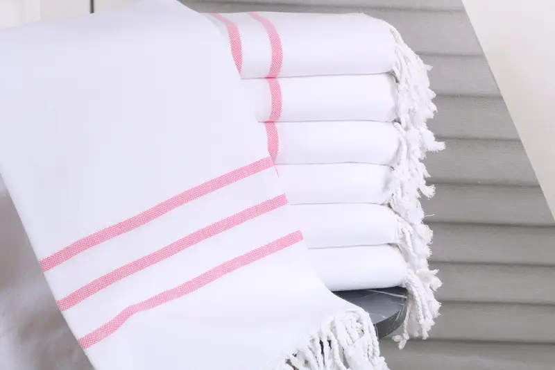 Beach Towel Personalized Turkish Cotton Pink Stripes, 40x71 Inches