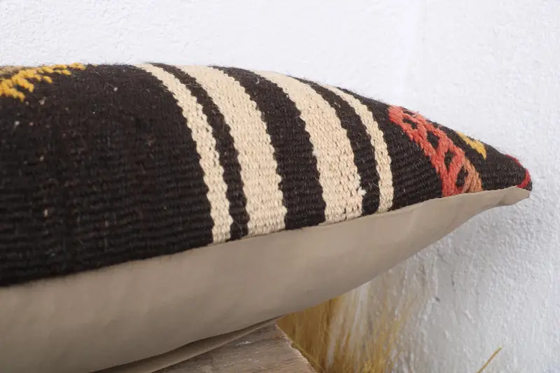 Home Decor Pillow, Pillow Case, Handmade Kilim Cushion, 12x36 Brown Cushion, Kilim Pillow Cover, Decorative Throw Cushion Cover - 6