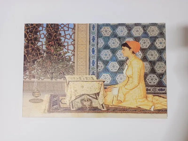 Young Woman Reading Corán, estampado Osman Hamdi, obras de arte, actriz famosa, niña lectura del Corán, arte de pared islámico, inauguración musulmana, arte de lona - 1