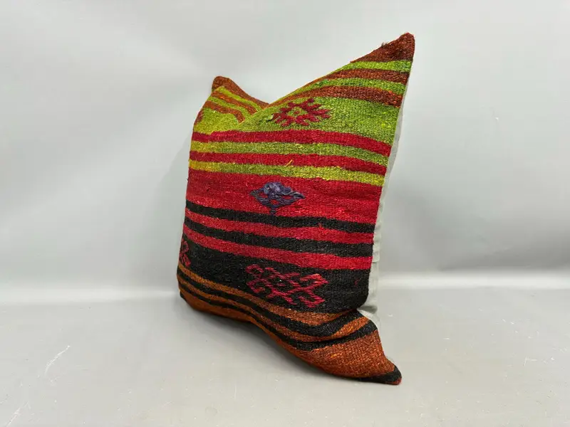 Vintage Kilim Pillow, 20x20 Red Pillow, Pillow for Sofa, Vintage Pillow, Sofa Bolster Pillow, Neutral Pillow, Shabby Chic Pillow Case, Cushion Case - 3
