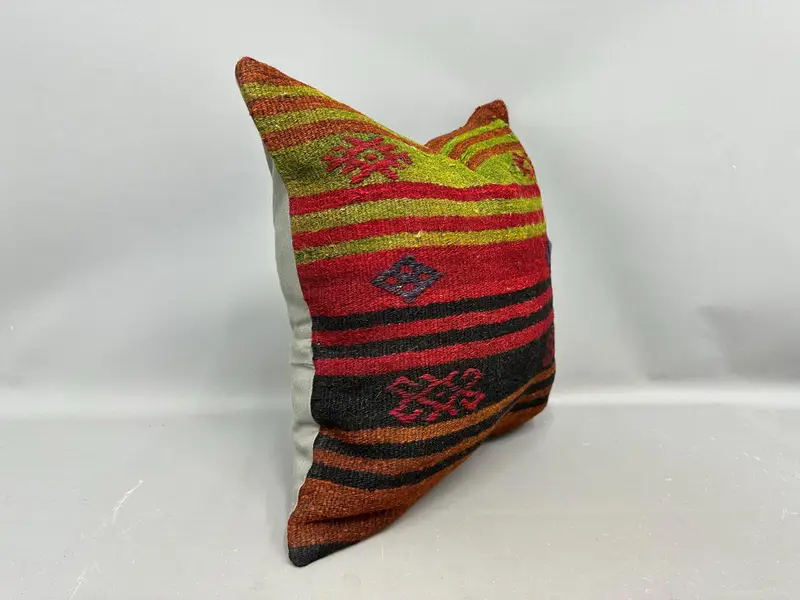 Vintage Kilim Pillow, 20x20 Red Pillow, Pillow for Sofa, Vintage Pillow, Sofa Bolster Pillow, Neutral Pillow, Shabby Chic Pillow Case, Cushion Case - 2