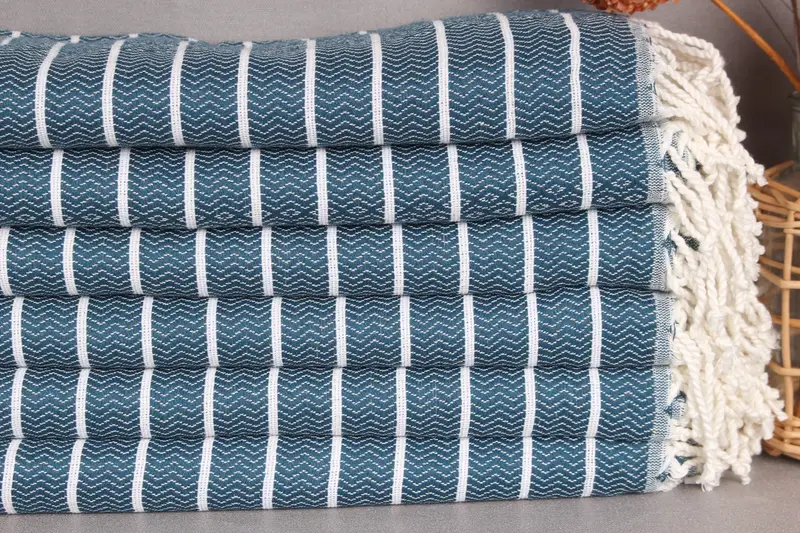 Beach Theme Wedding Gift, Halloween Gifts, Bridal Shower Favors, Beach towel, 70x40 Cotton Striped Towel, Peshtemal Towel USA, Bridesmaid Gifts - 2