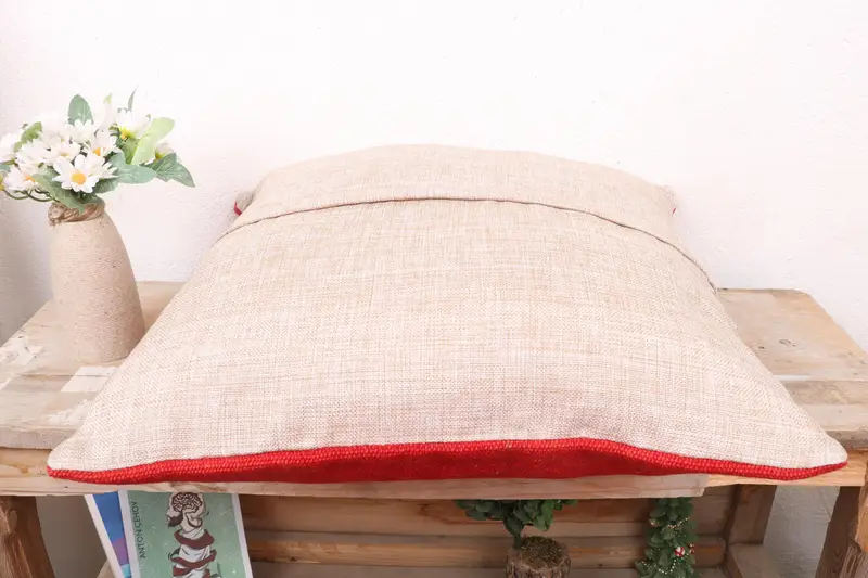 Meditation Cushion Case, Pillow for Sofa, Home Decor Pillow, Turkish Corner Pillow Case, Pillow, 18x18 Red Cushion Case, Indoor Pillow, Kilim Pillow - 7