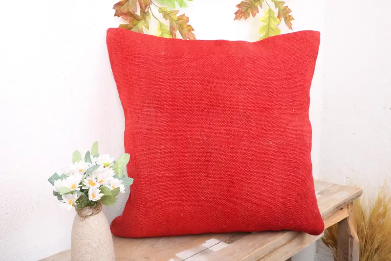 Meditation Cushion Case, Pillow for Sofa, Home Decor Pillow, Turkish Corner Pillow Case, Pillow, 18x18 Red Cushion Case, Indoor Pillow, Kilim Pillow - 4